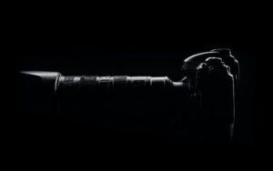 side view photo of black dslr camera